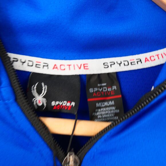 NEW Spyder Active  Men's  Medium Long Sleeve 1/4 Quarter Zip Shirt  Royal Blue - Picture 7 of 13